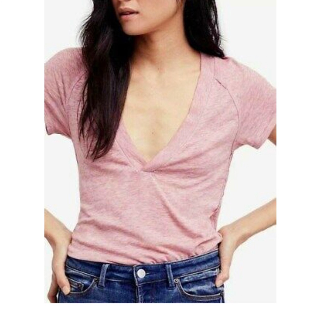 NWT Free People Clementine V neck tee Large